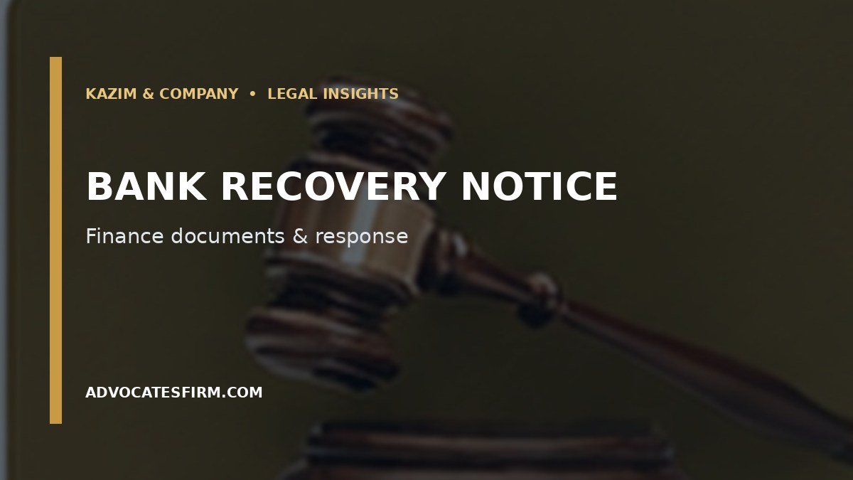 Bank finance agreement and recovery notice concept for a banking dispute in Karachi
