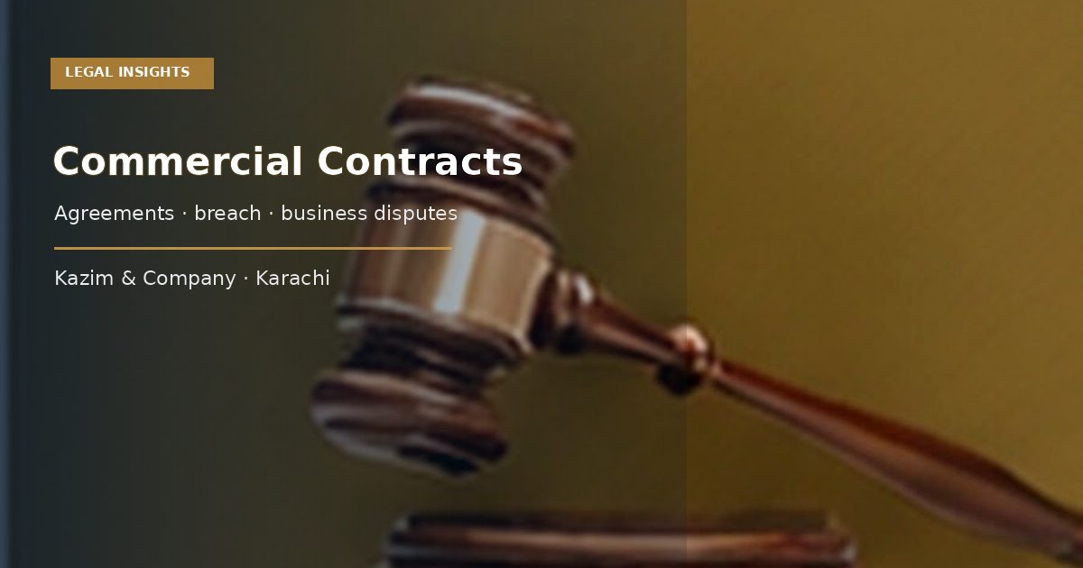 Commercial contract papers and legal gavel for a Karachi business dispute guide