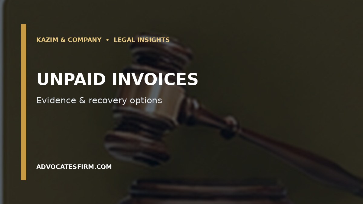 Invoices, payment records and legal notice concept for debt recovery in Karachi
