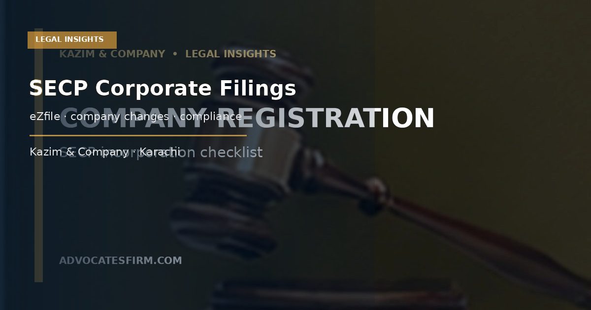 Company records and SECP filing documents for a Pakistan corporate compliance guide